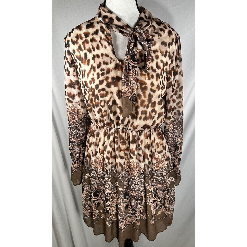 NWT Tina Pronto Moda Made in Italy Polyester animal print paisley Smock Dress